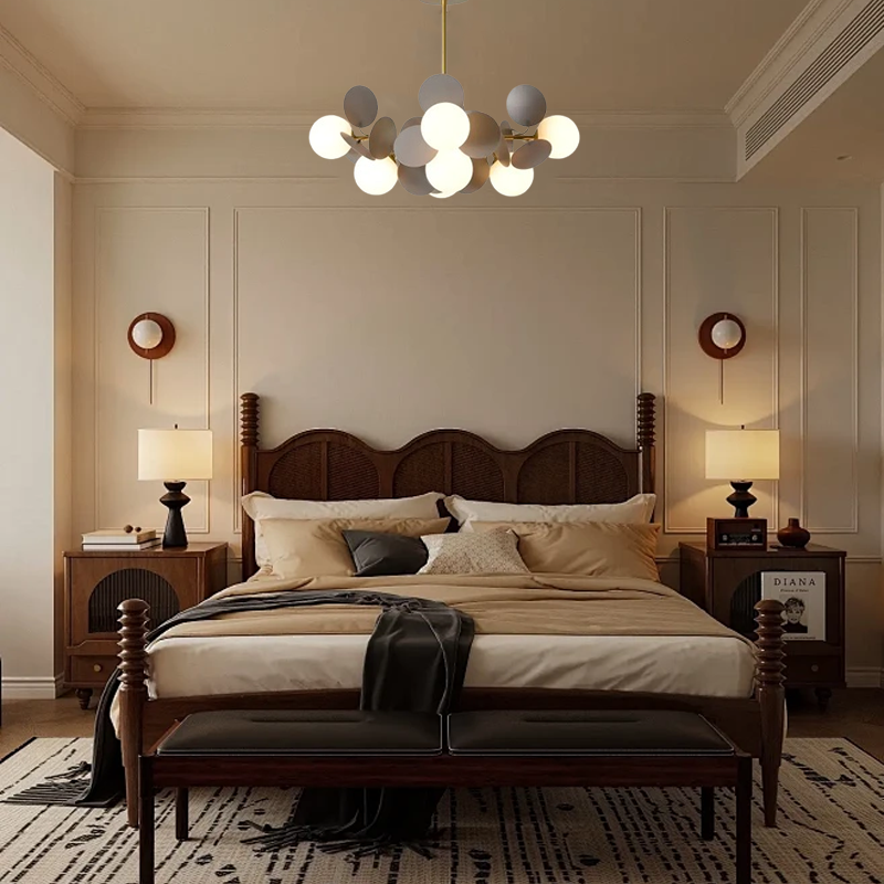 Modern Grey 8-Head Chandelier for Bedroom